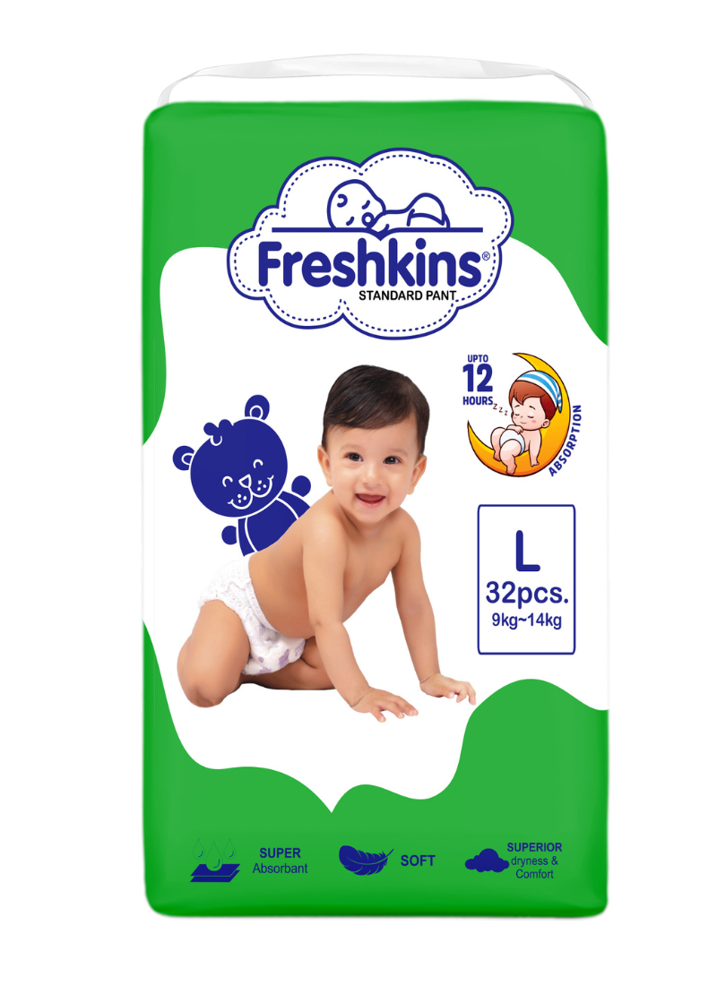 Freshkins Green Standard Baby Pants Leakproof Comfort for Active Babies