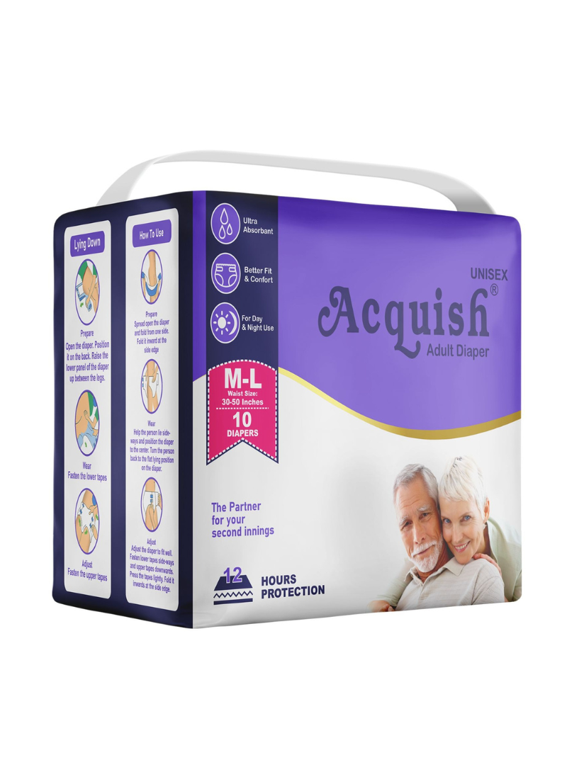 Acquish Adult Diaper For Day & Night Use M-L