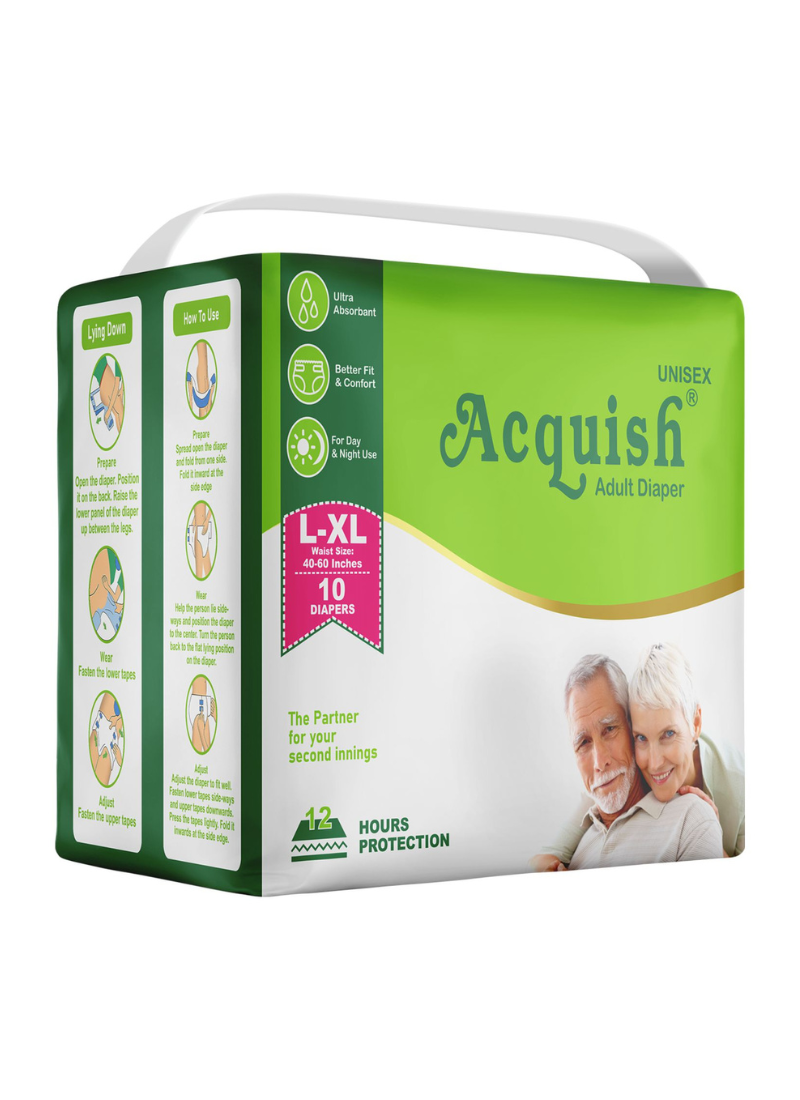 Acquish Adult Diaper For Day & Night Use L-XL