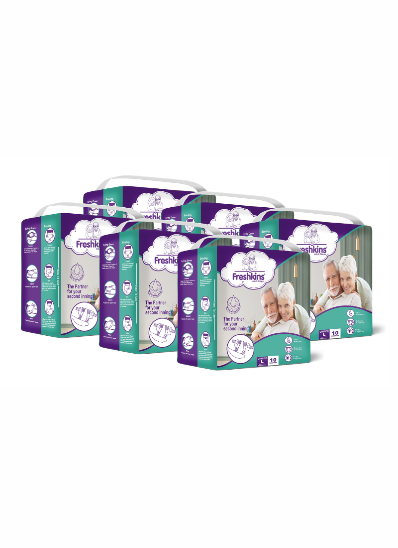 Freshkins Adult Diaper L (40-60 Inches) |Unisex|