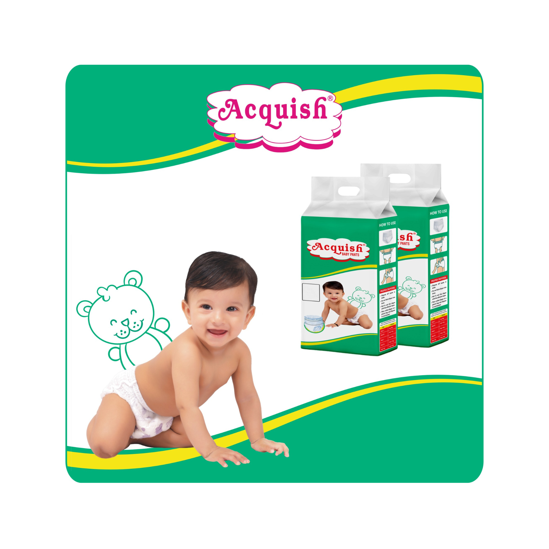 Acquish Premium Baby Diapers Customizable Fit & Easy Changes
