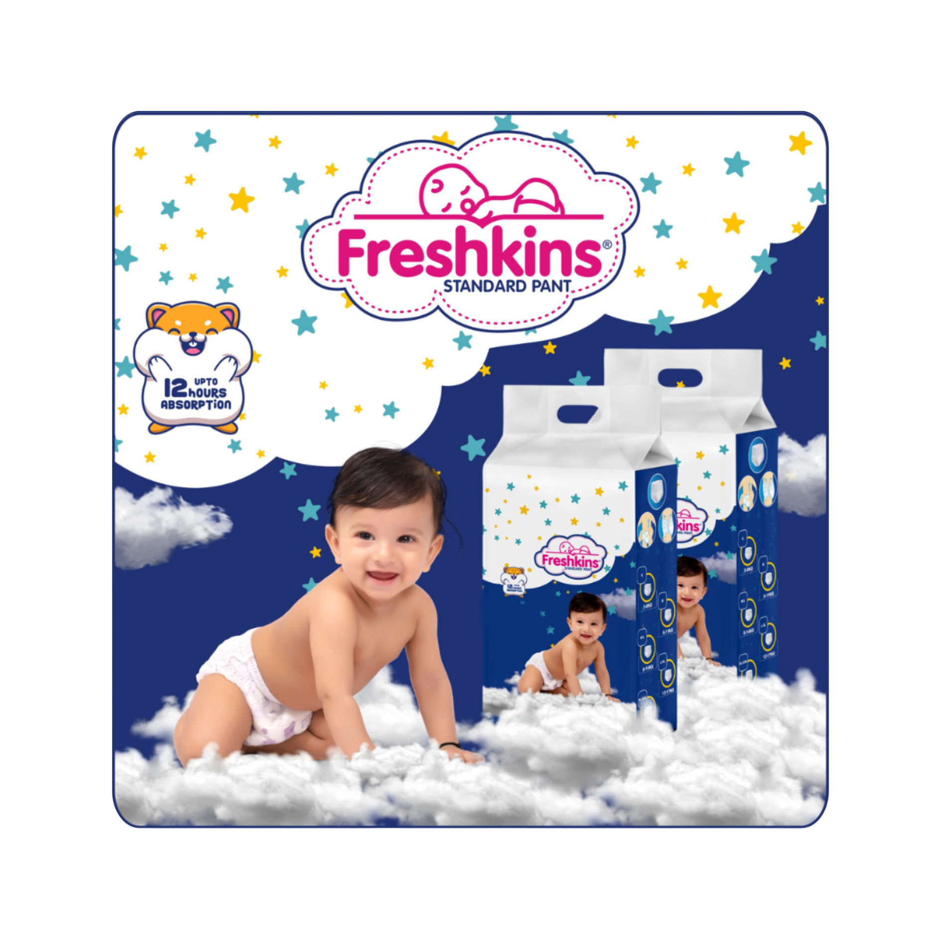 Freshkins Blue Standard Baby Pants For Babies